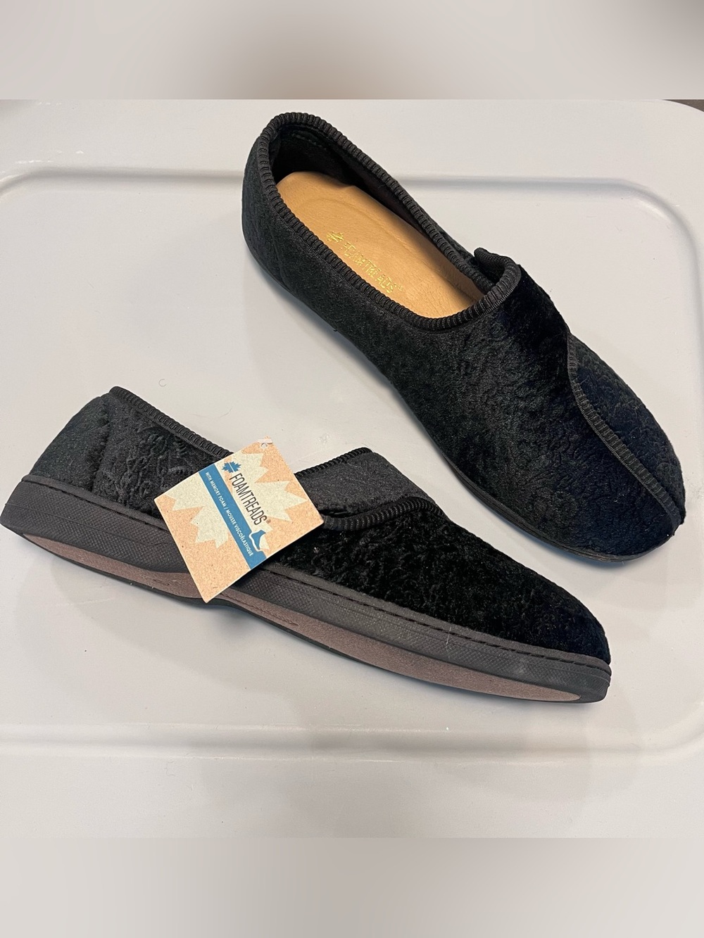 Foamtreads Women's Jewel Comfort Slippers Size 13 Wide Black Velvet NWT